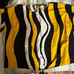 Black White & Yellow Blouse
